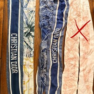 Christian Dior Blue and Cream Twilly Scarves